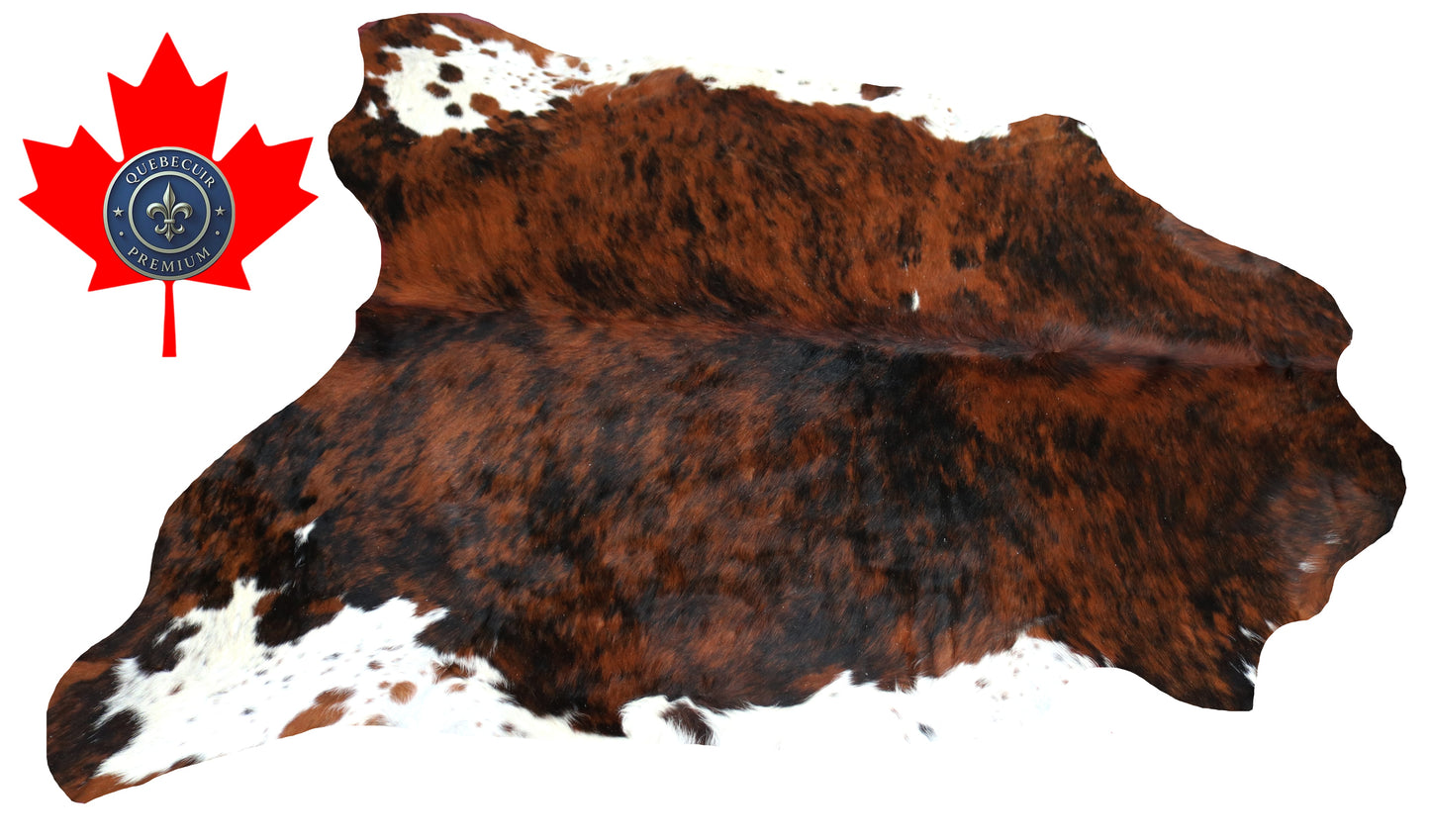 99335- Cowhide Rug Tapis Peau de Vache -TRICOLOR  Collection Quebecuir Premium