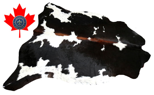 99351- Cowhide Rug Tapis Peau de Vache -TRICOLOR  Collection Quebecuir Premium