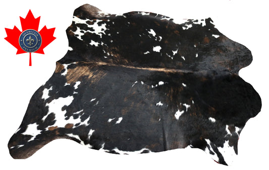 99352- Cowhide Rug Tapis Peau de Vache -TRICOLOR  Collection Quebecuir Premium