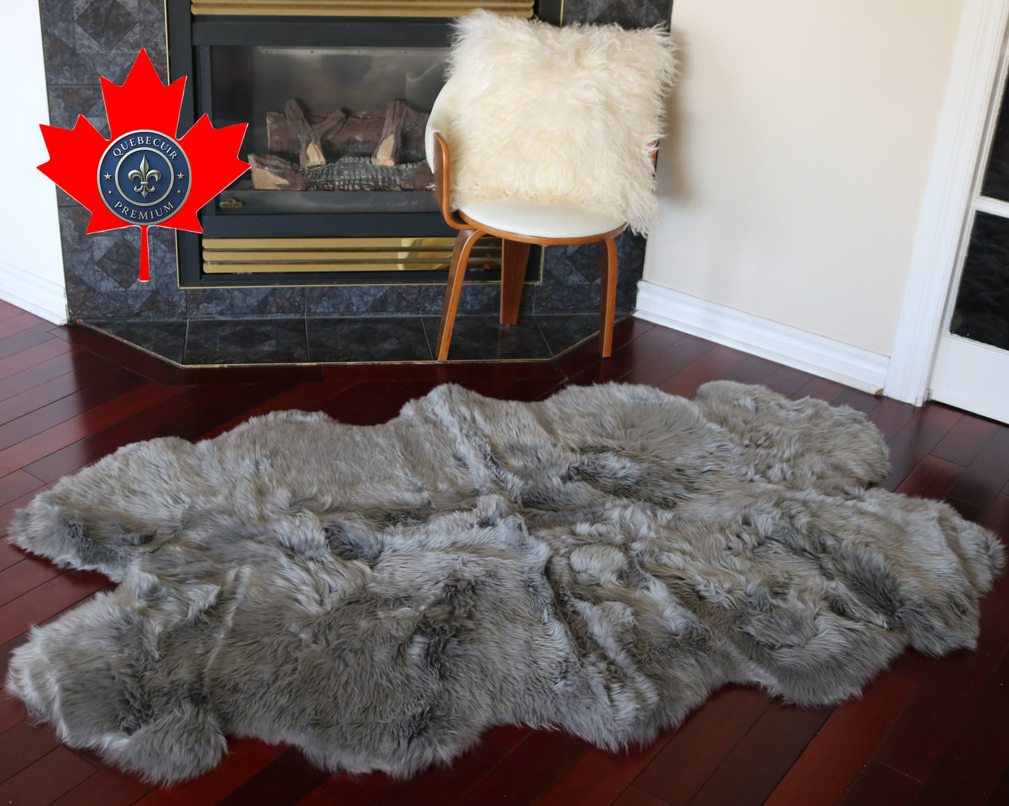 200554  Tapis GRAND peau de Mouton Sheepskin BIG SIZE Collection Quebecuir Premium GREY    X 4
