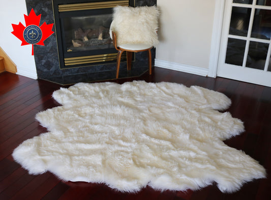 200555  Tapis GRAND peau de Mouton Sheepskin BIG SIZE Collection Quebecuir Premium IVORY     X 6