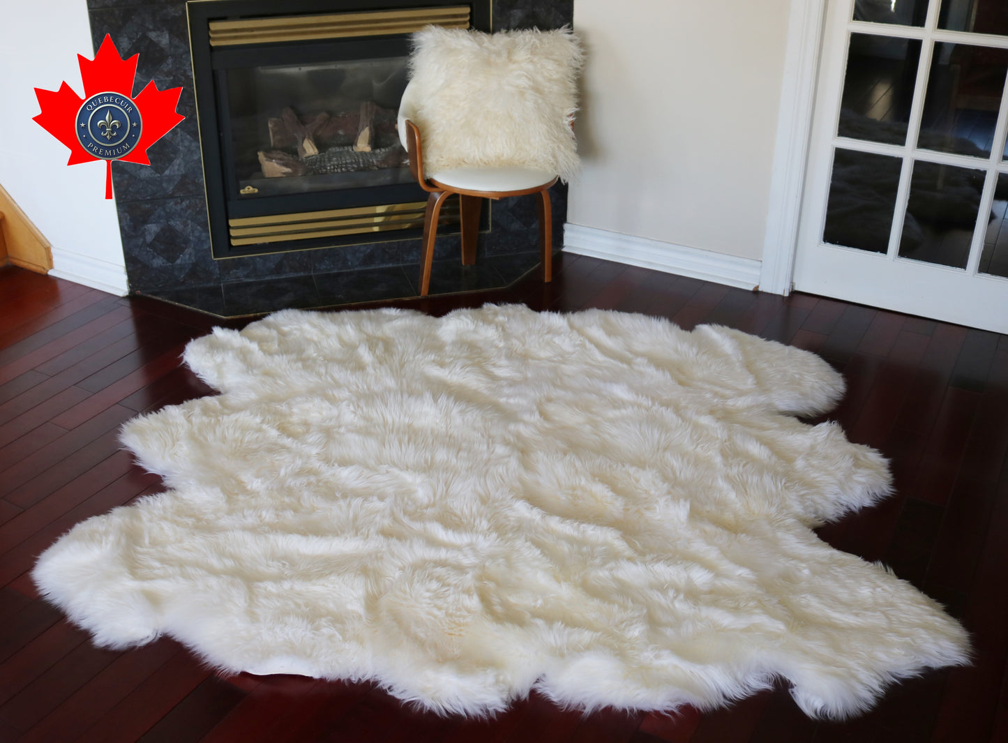 200555  Tapis GRAND peau de Mouton Sheepskin BIG SIZE Collection Quebecuir Premium IVORY     X 6