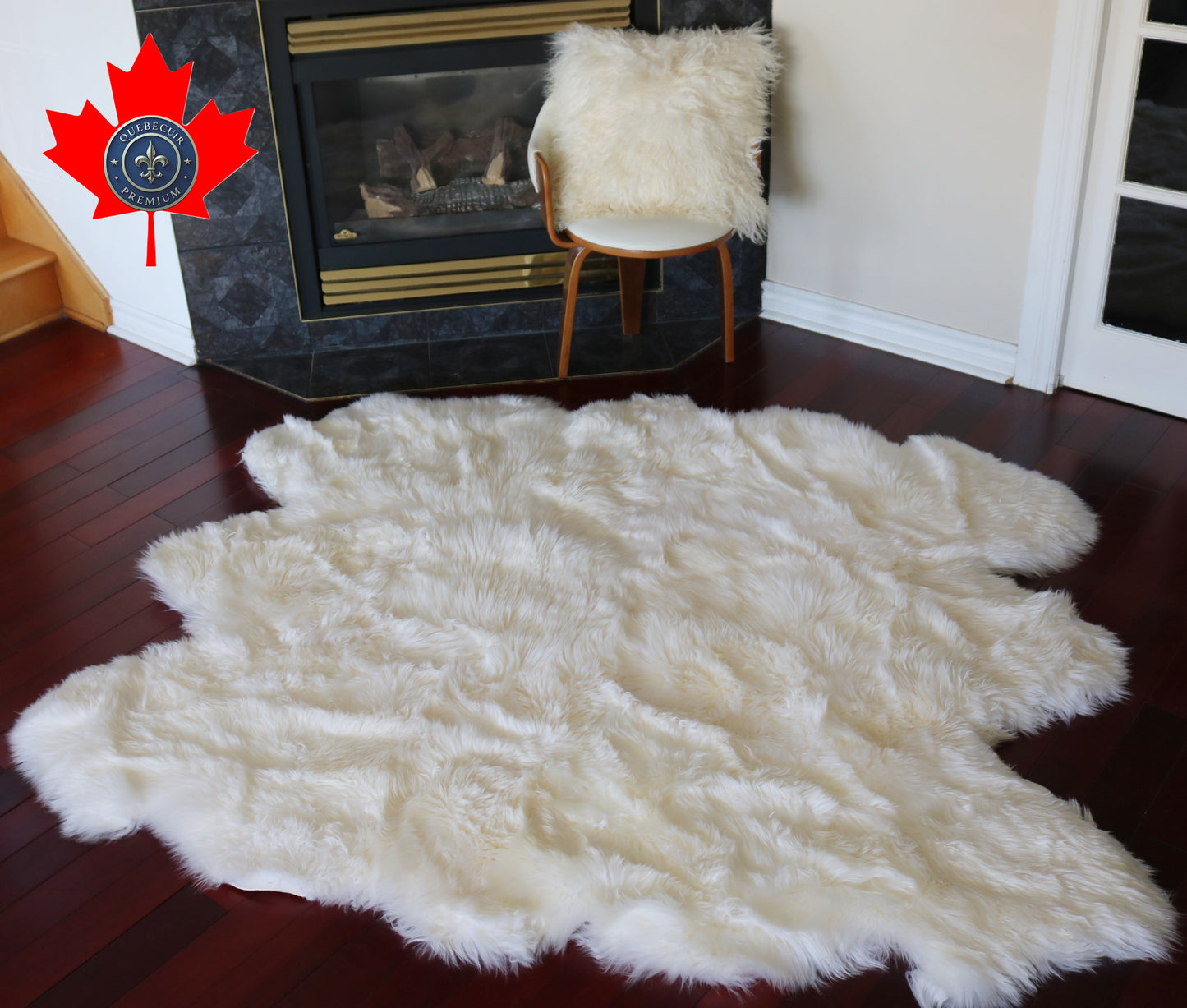 200555  Tapis GRAND peau de Mouton Sheepskin BIG SIZE Collection Quebecuir Premium IVORY     X 6