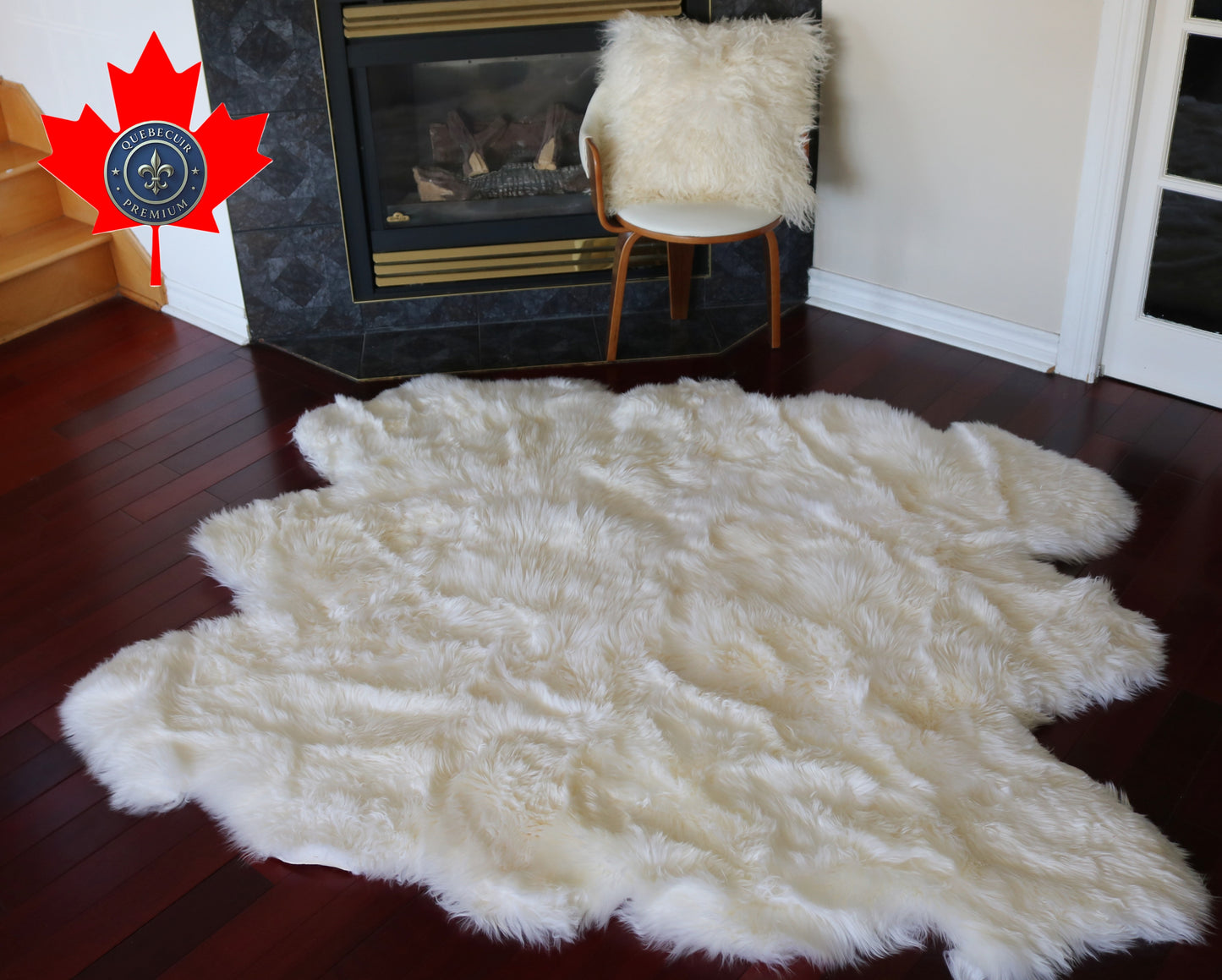200555  Tapis GRAND peau de Mouton Sheepskin BIG SIZE Collection Quebecuir Premium IVORY     X 6