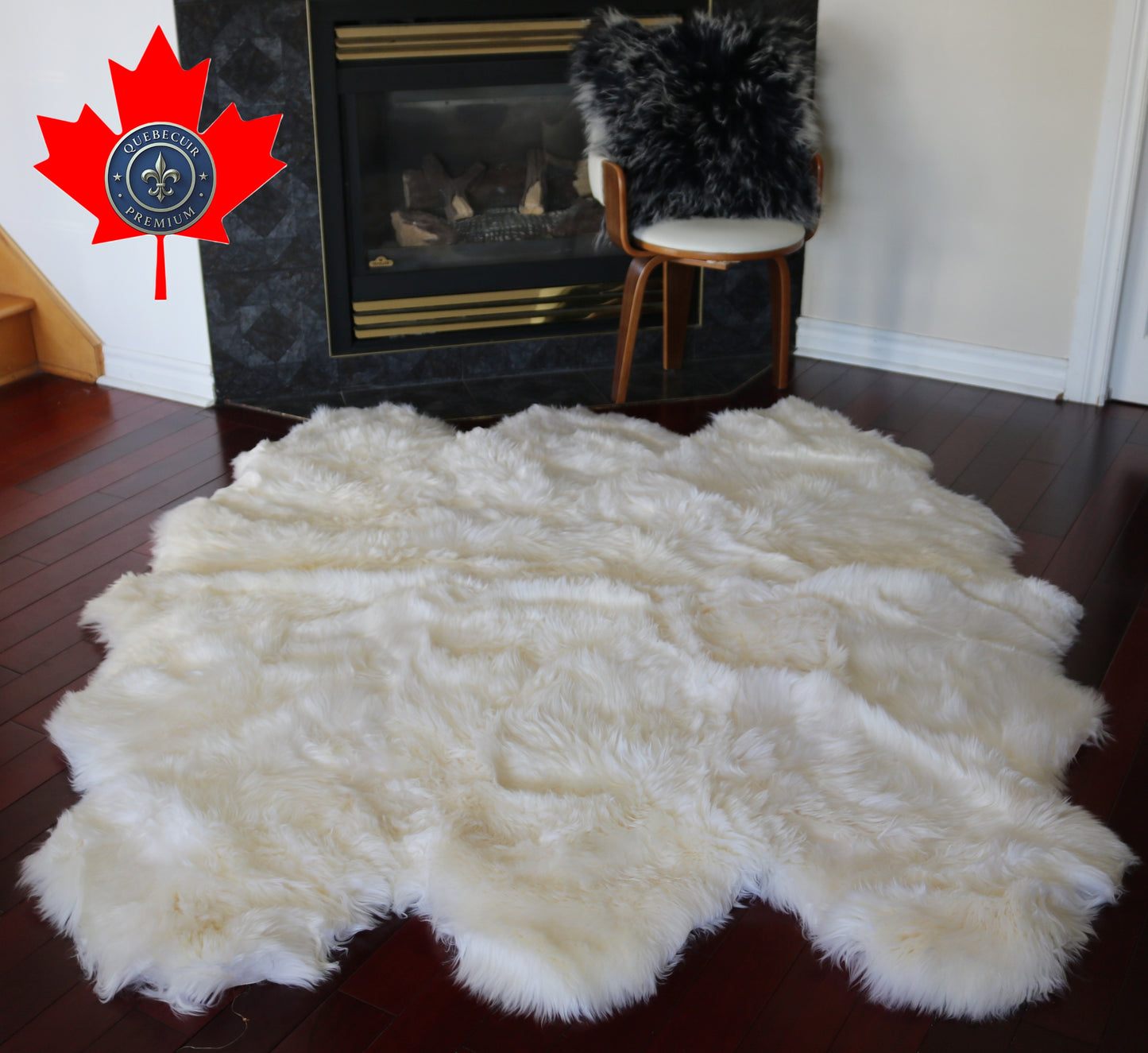 200556  Tapis GRAND peau de Mouton Sheepskin BIG SIZE Collection Quebecuir Premium IVORY     X 6