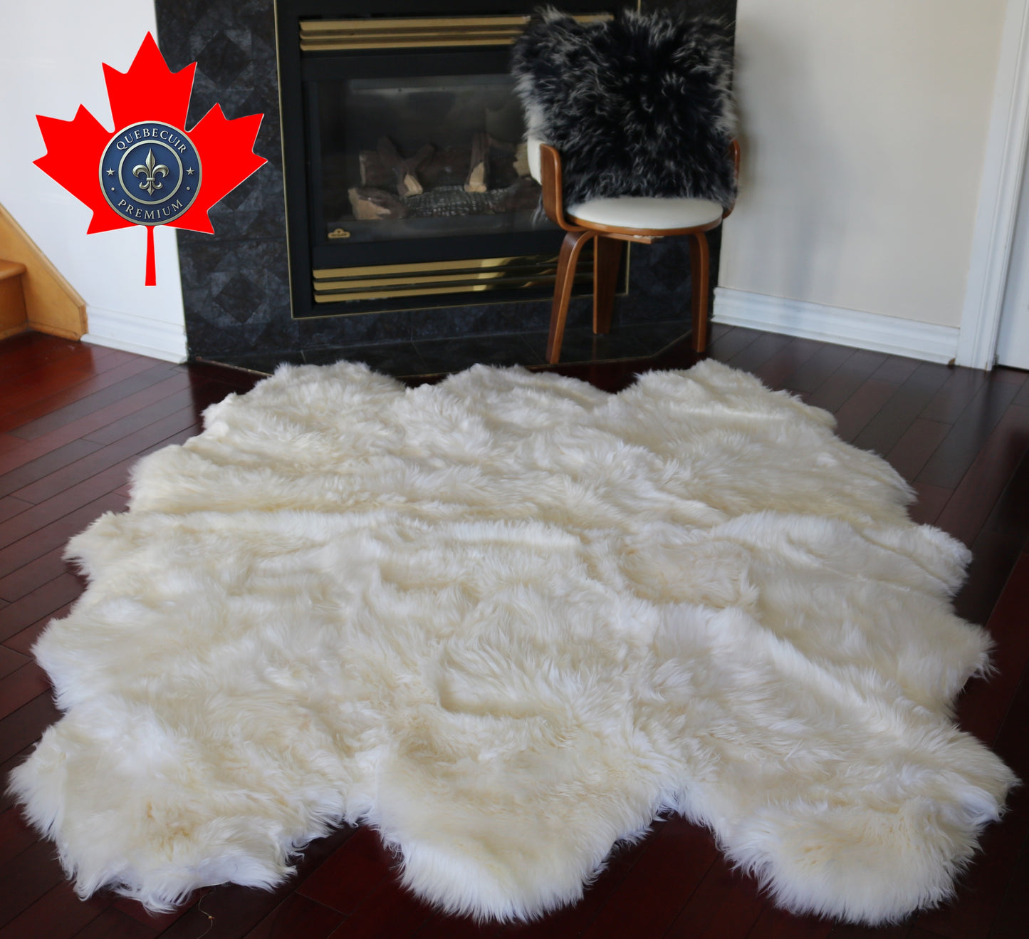 200556  Tapis GRAND peau de Mouton Sheepskin BIG SIZE Collection Quebecuir Premium IVORY     X 6