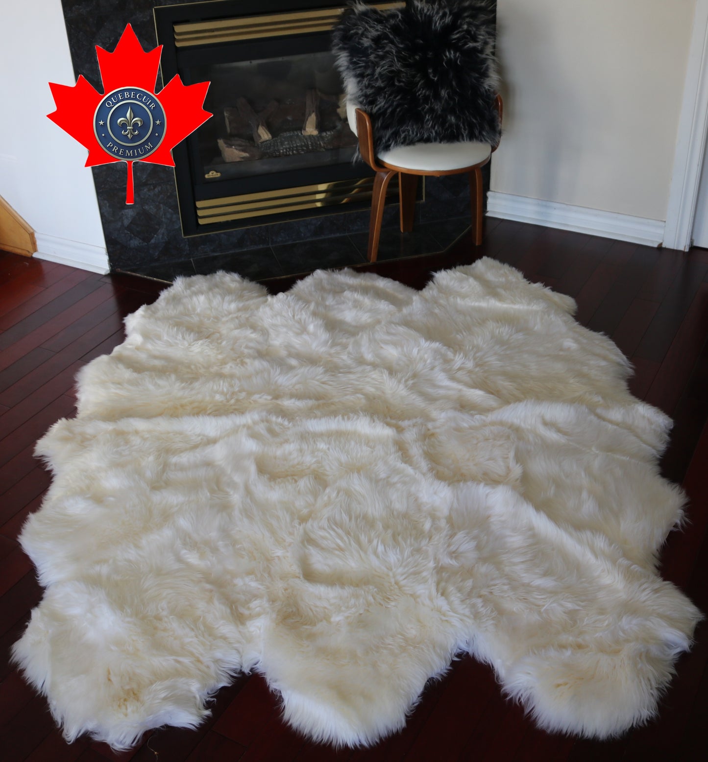 200556  Tapis GRAND peau de Mouton Sheepskin BIG SIZE Collection Quebecuir Premium IVORY     X 6