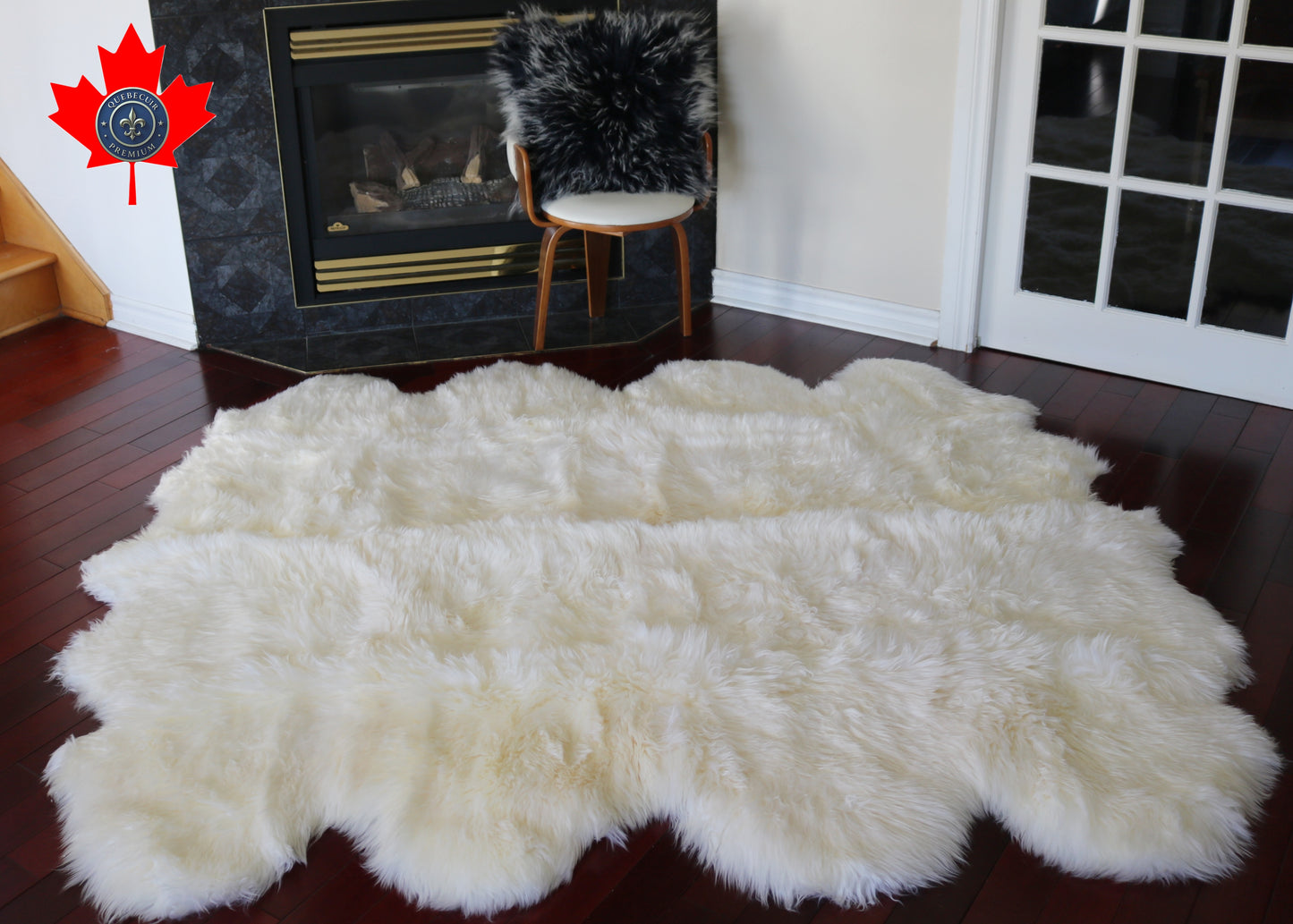 200557  Tapis GRAND peau de Mouton Sheepskin BIG SIZE Collection Quebecuir Premium IVORY     X 8