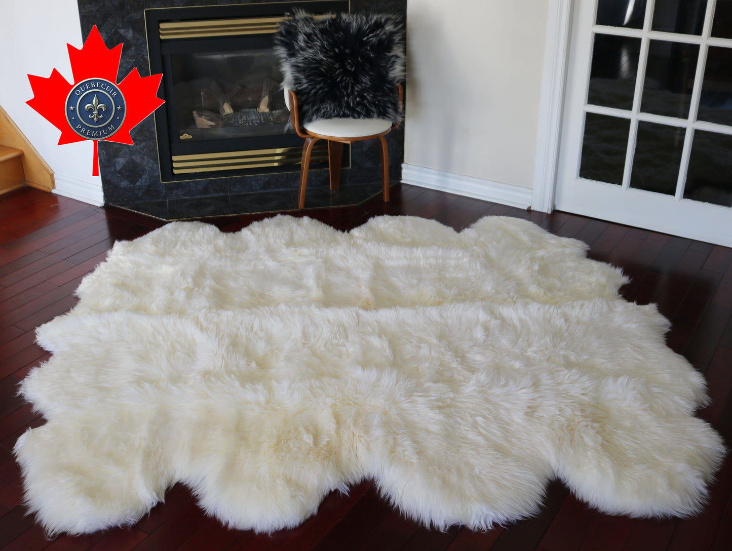200557  Tapis GRAND peau de Mouton Sheepskin BIG SIZE Collection Quebecuir Premium IVORY     X 8