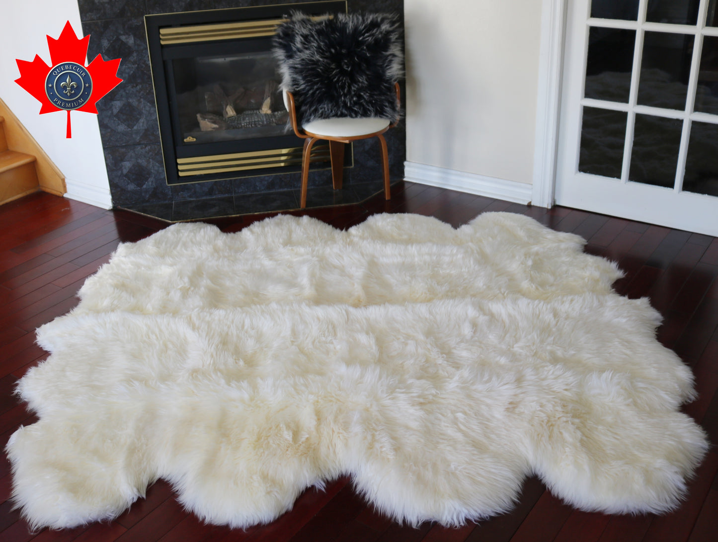 200557  Tapis GRAND peau de Mouton Sheepskin BIG SIZE Collection Quebecuir Premium IVORY     X 8