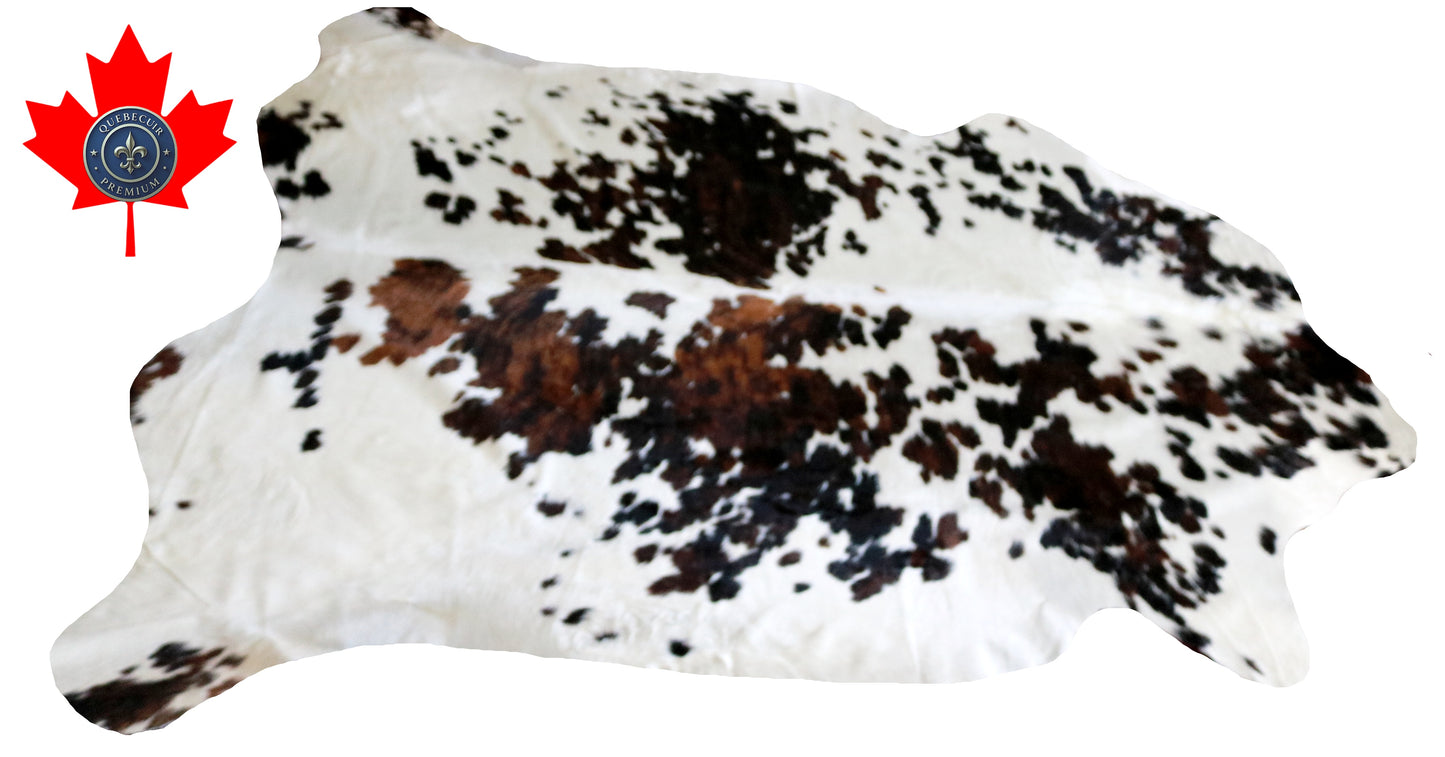 99370  Cowhide rug Collection Quebecuir Premium  TRICOLOR SUPER  BIG SIZE XXXL