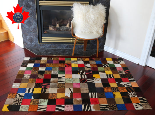 99401  Cowhide rug Patchwork Collection Quebecuir Premium