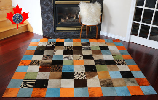 99410 Cowhide rug Patchwork Collection Quebecuir Premium