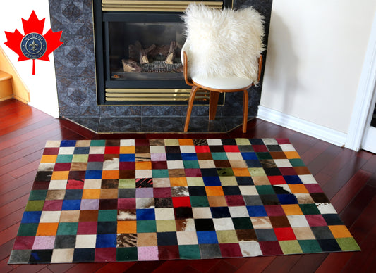 99432 Cowhide rug Patchwork Collection Quebecuir Premium
