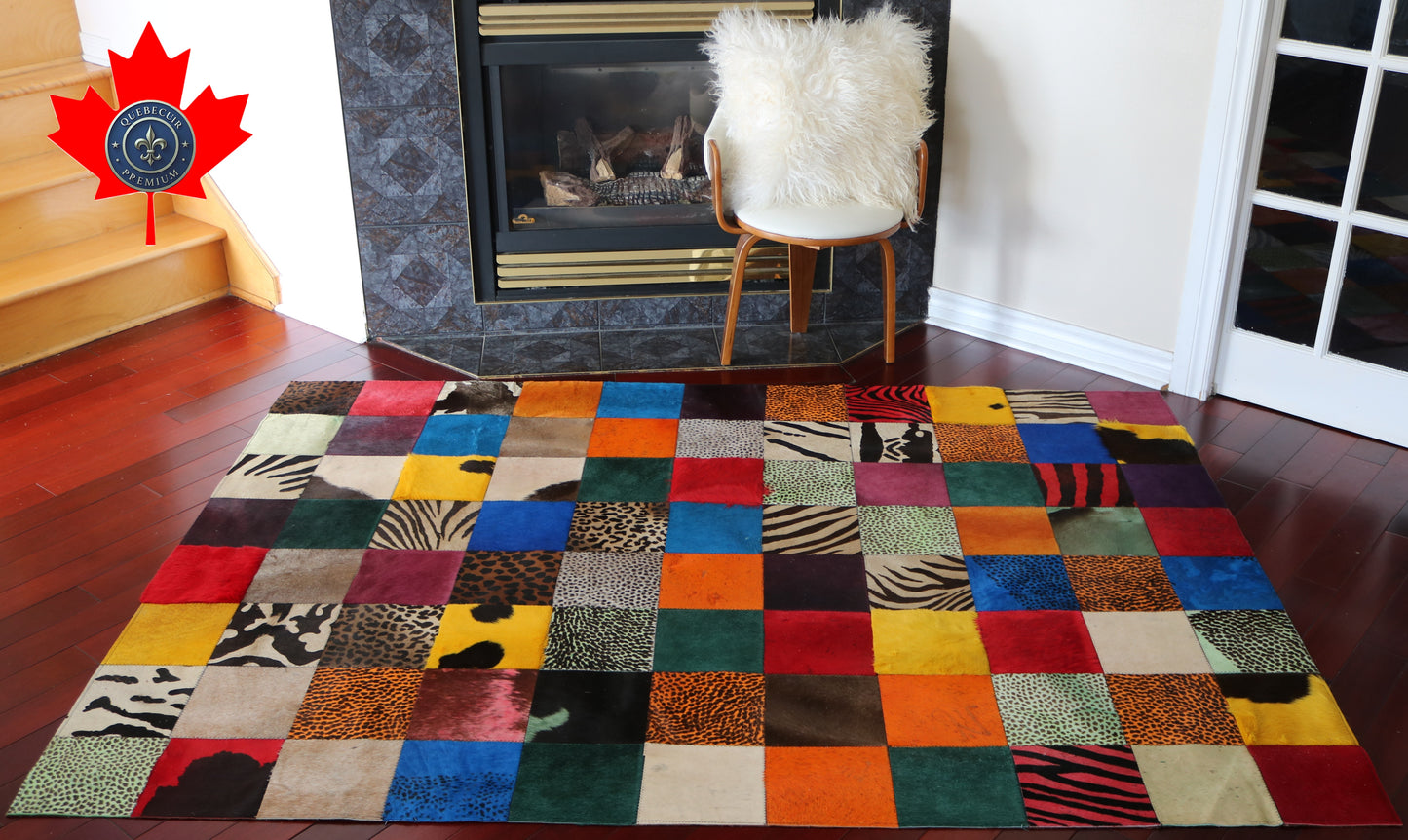 99433 Cowhide rug Patchwork Collection Quebecuir Premium