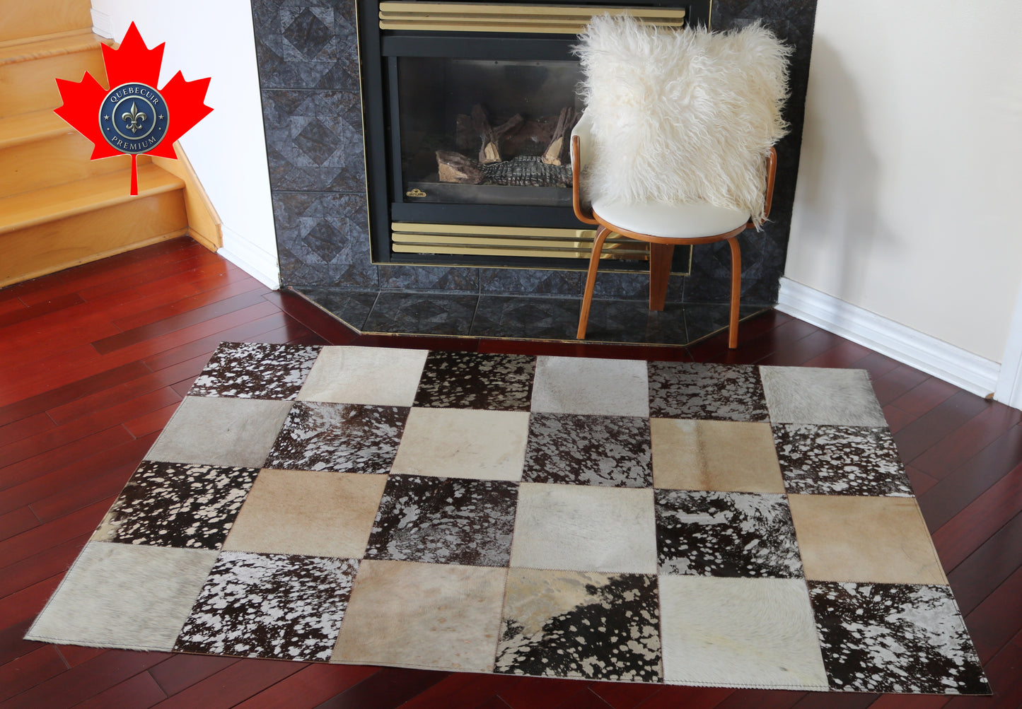 99445 Cowhide rug Patchwork Collection Quebecuir Premium