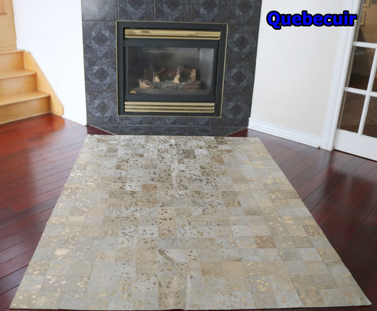 98447 Cowhide rug Tapis Peau de Vache GOLDEN  PATCHWORK Collection Quebecuir Premium