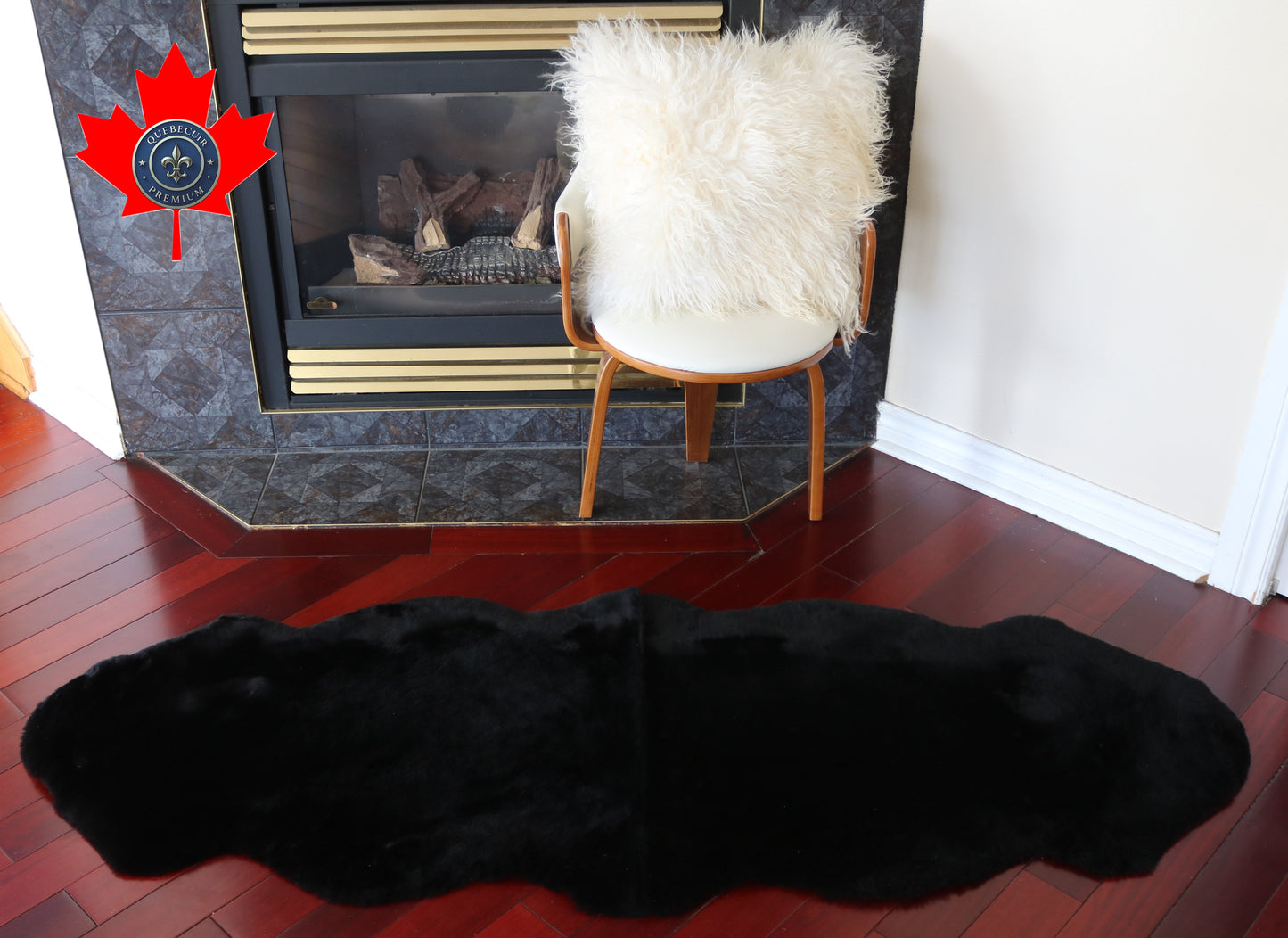 98494 Tapis GRAND peau de Mouton Sheepskin BIG SIZE Collection Quebecuir Premium BLACK X 2