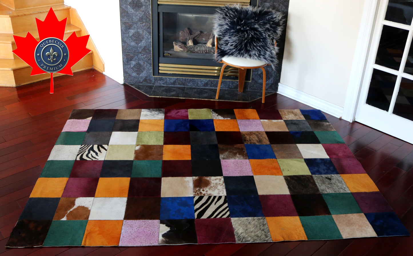 99498 Cowhide rug Patchwork Collection Quebecuir Premium