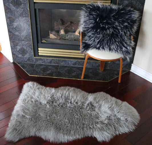99507 Tapis GRAND peau de Mouton Sheepskin BIG SIZE Collection Quebecuir Premium GREY     X 1