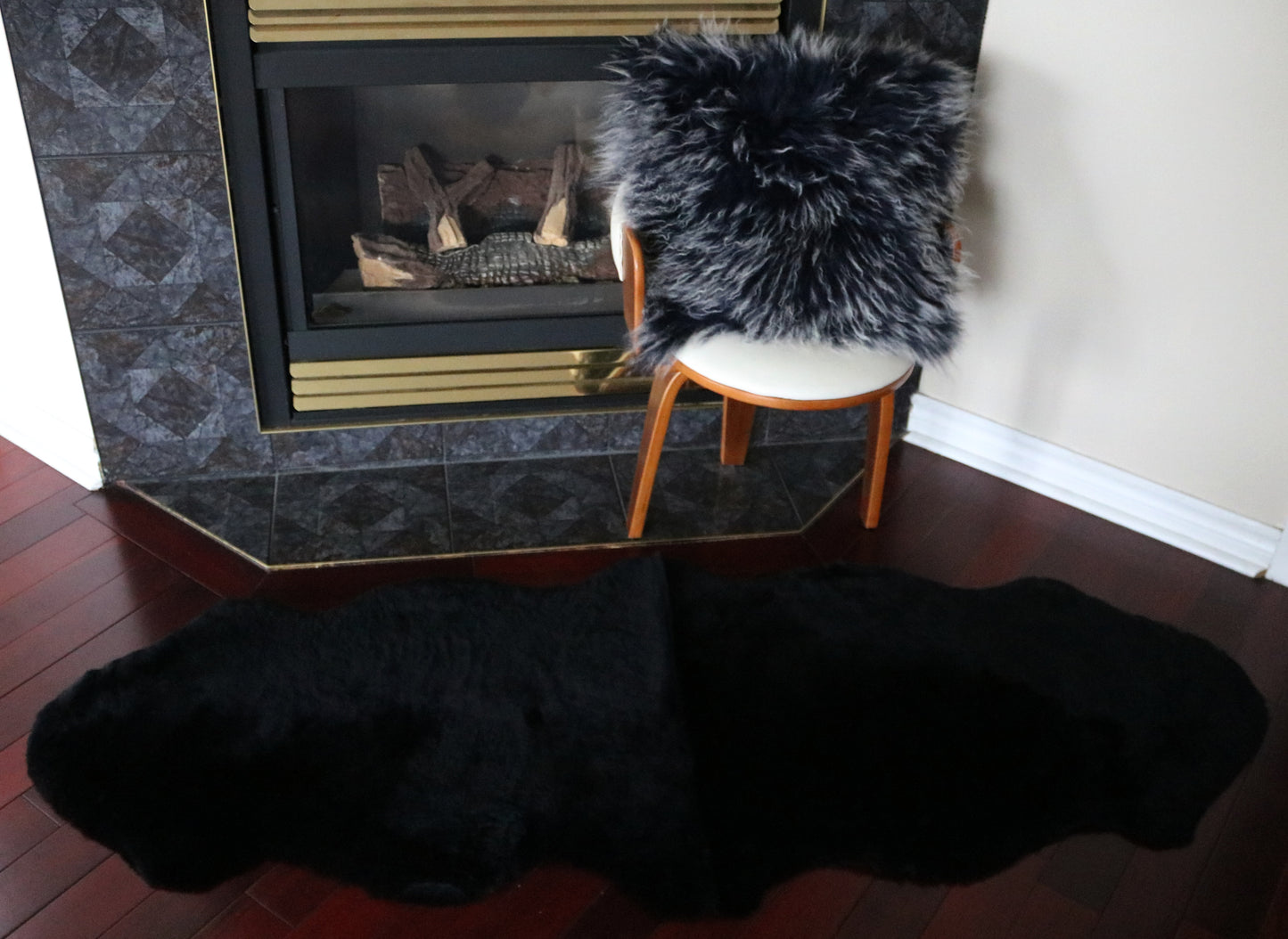 99509 Tapis GRAND peau de Mouton Sheepskin BIG SIZE Collection Quebecuir Premium BLACK X 2