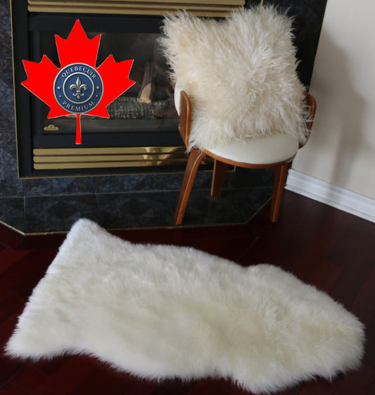 99511 Tapis GRAND peau de Mouton Sheepskin BIG SIZE Collection Quebecuir Premium IVORY      X 1