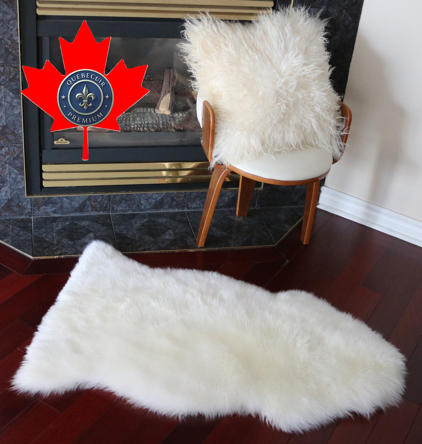 99511 Tapis GRAND peau de Mouton Sheepskin BIG SIZE Collection Quebecuir Premium IVORY      X 1