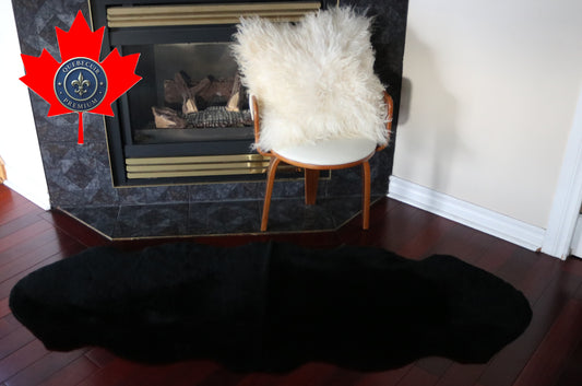 99513 Tapis GRAND peau de Mouton Sheepskin BIG SIZE Collection Quebecuir Premium BLACK X 2