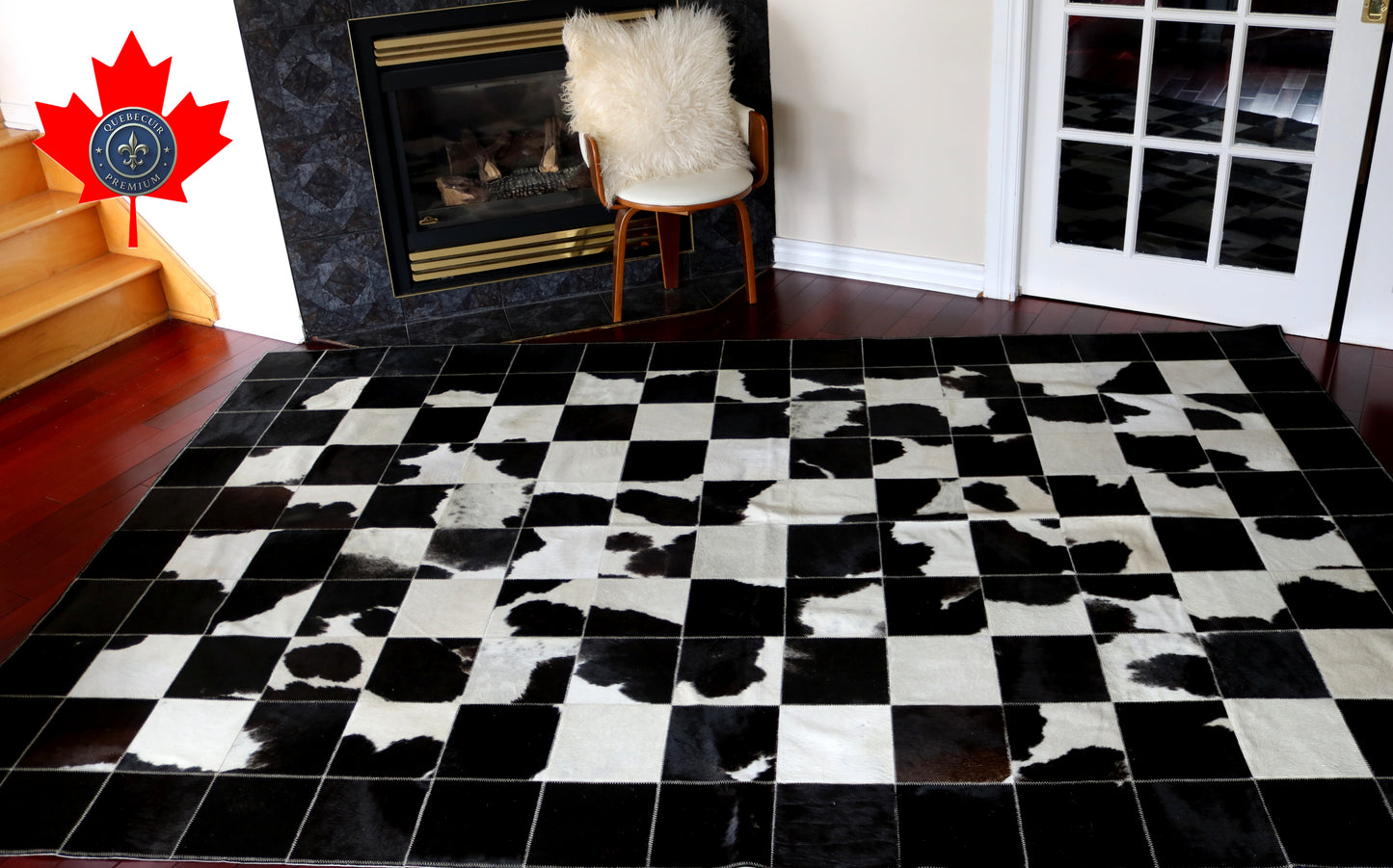 99526 Cowhide rug Patchwork Collection Quebecuir Premium SUPER BIG SIZE XXXL