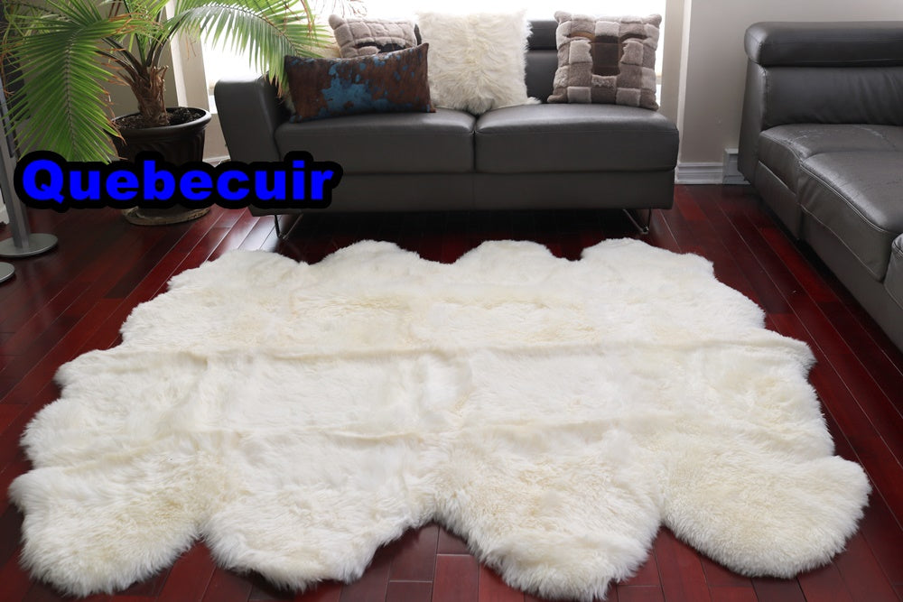 300924  Tapis GRAND peau de Mouton Sheepskin SUPER  BIG SIZE XXXL Collection Quebecuir Premium IVORY     X 8