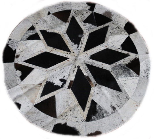 98072  Cowhide rug patchwork  Collection Quebecuir Premium MANDALA ROUND