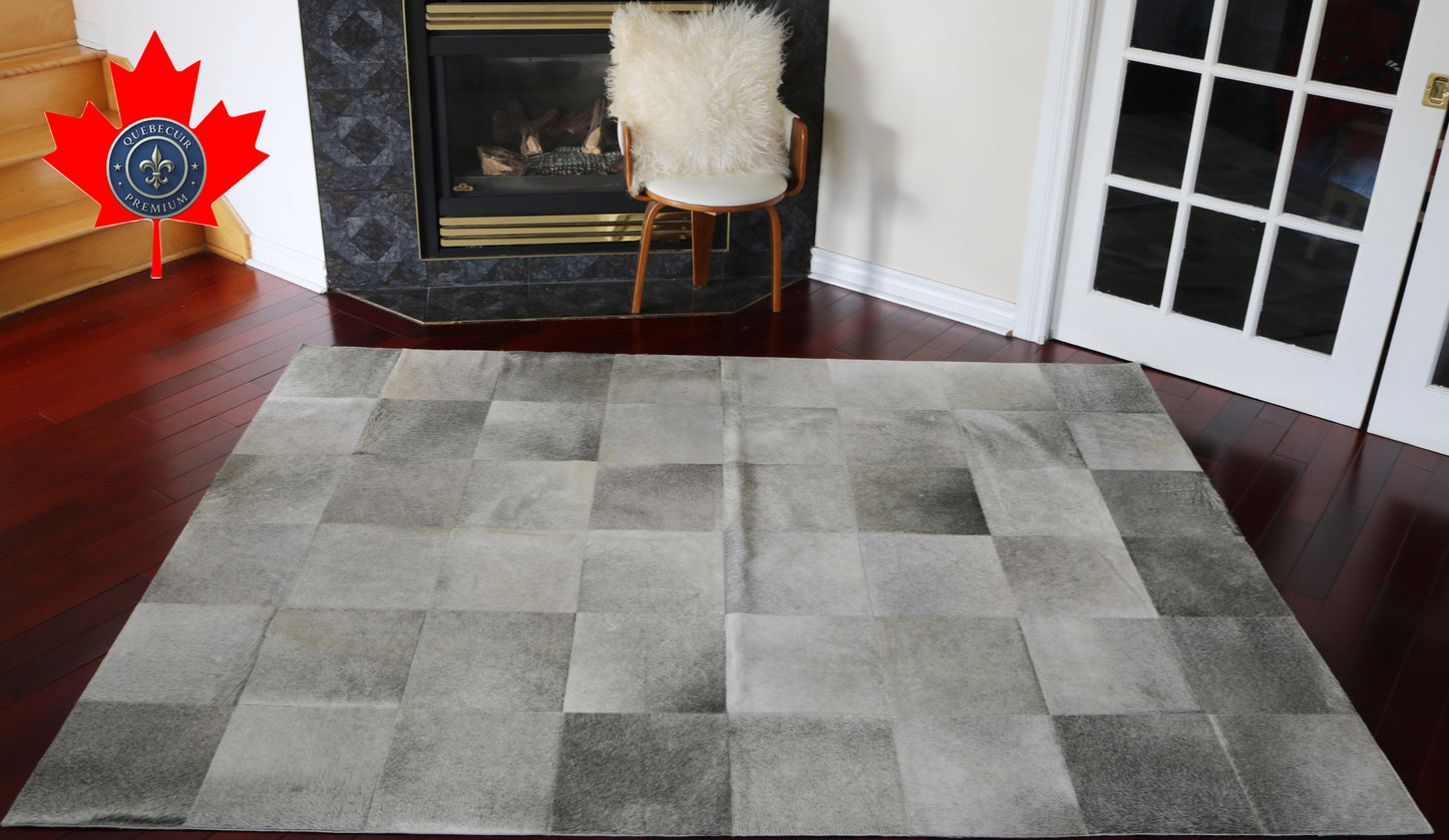 99581 Cowhide rug Patchwork Collection Quebecuir Premium  GREY SUPER BIG SIZE XXXL