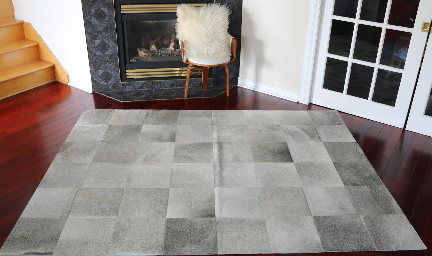 99581 Cowhide rug Patchwork Collection Quebecuir Premium  GREY SUPER BIG SIZE XXXL