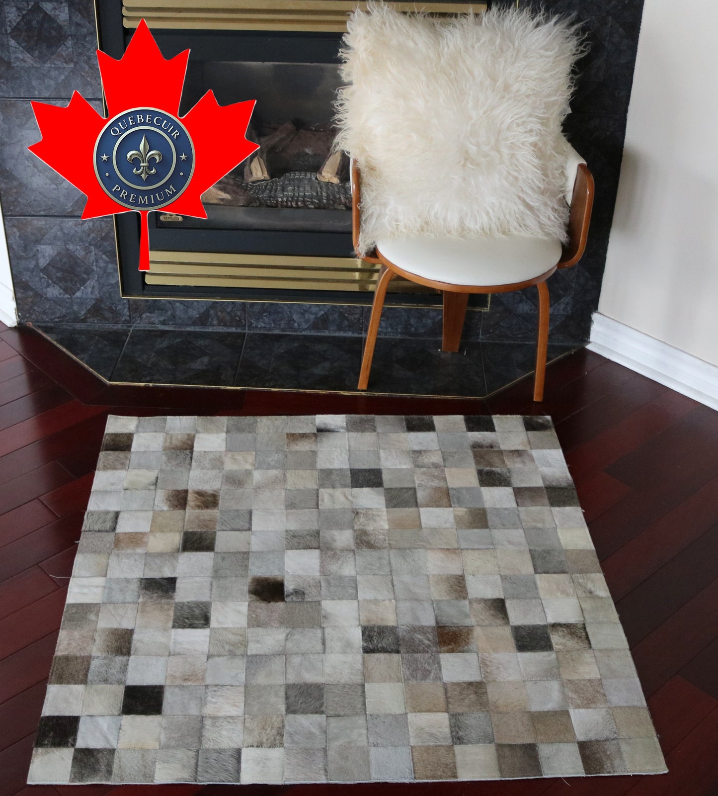 99655 Cowhide rug Patchwork Collection Quebecuir Premium