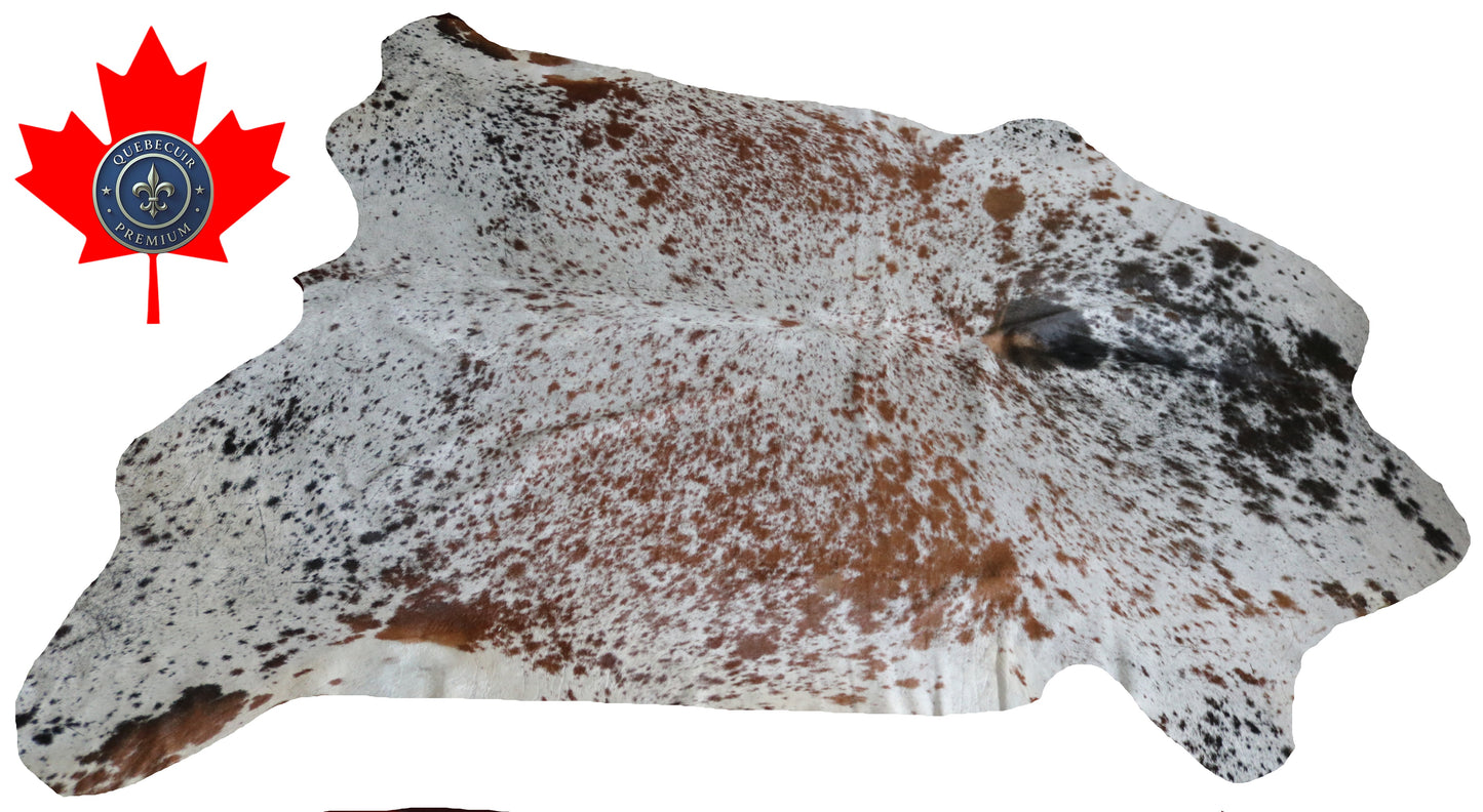 99724 Cowhide rug  TRICOLOR Collection Quebecuir Premium SUPER BIG SIZE XXXL