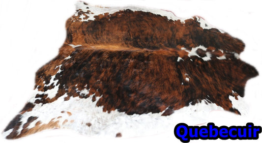 98194 - Cowhide Rug Tapis Peau de Vache SUPER BIG SIZE XXXL TRICOLOR - Collection Quebecuir Premium