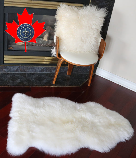 99855 Tapis GRAND peau de Mouton Sheepskin BIG SIZE Collection Quebecuir Premium IVORY      X 1