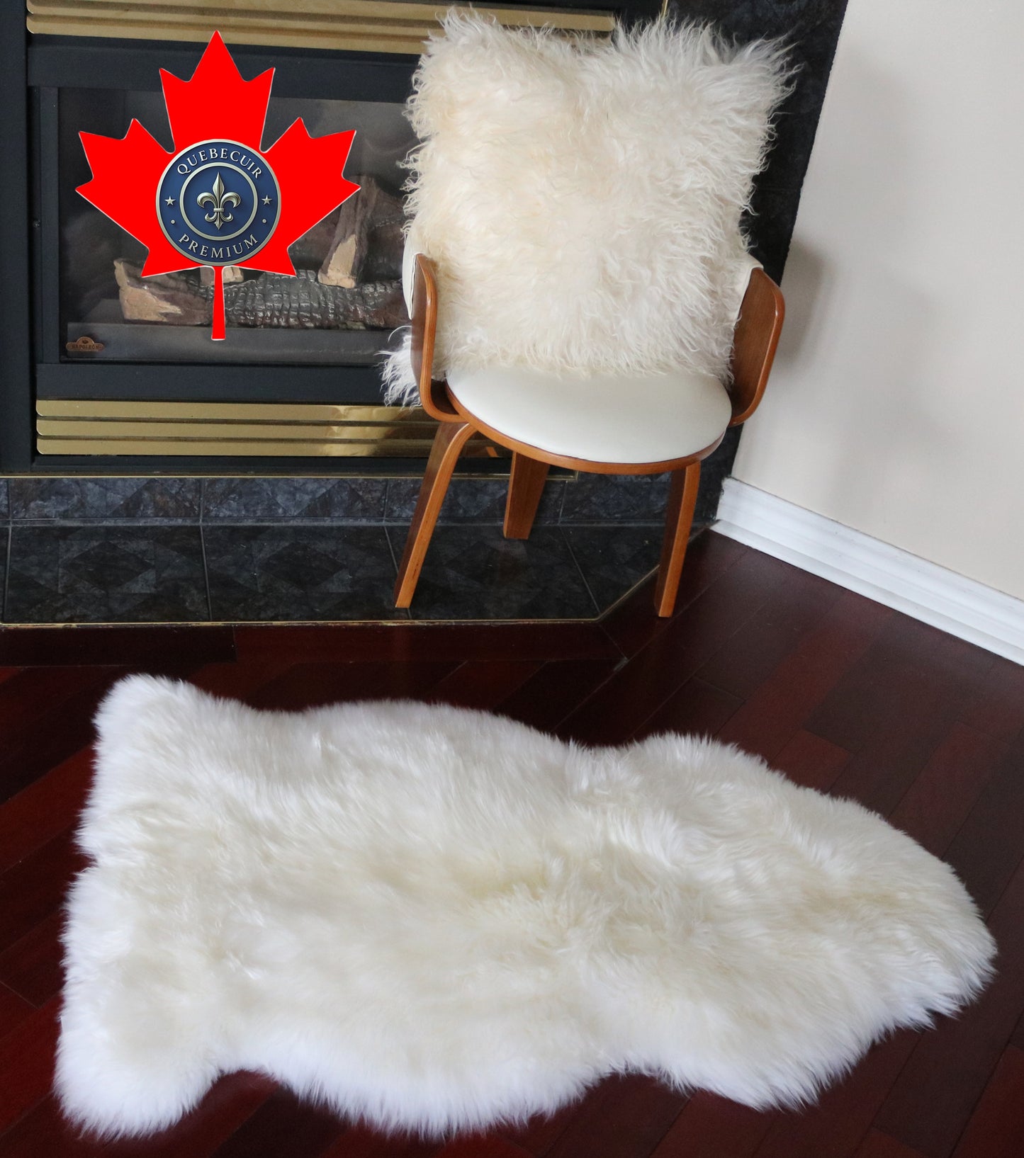 99855 Tapis GRAND peau de Mouton Sheepskin BIG SIZE Collection Quebecuir Premium IVORY      X 1