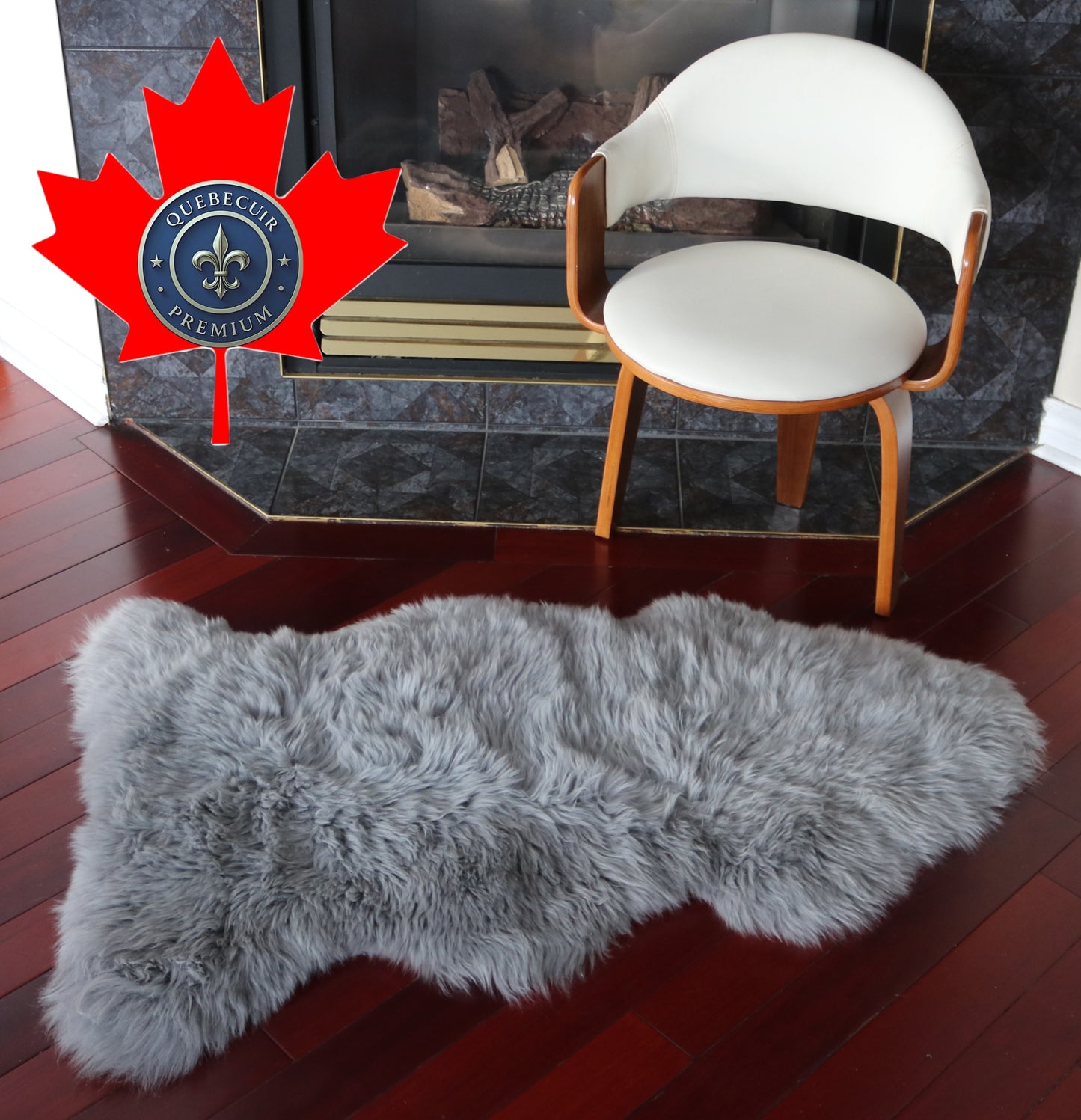 99883 Tapis GRAND peau de Mouton Sheepskin BIG SIZE Collection Quebecuir Premium GREY   X 1