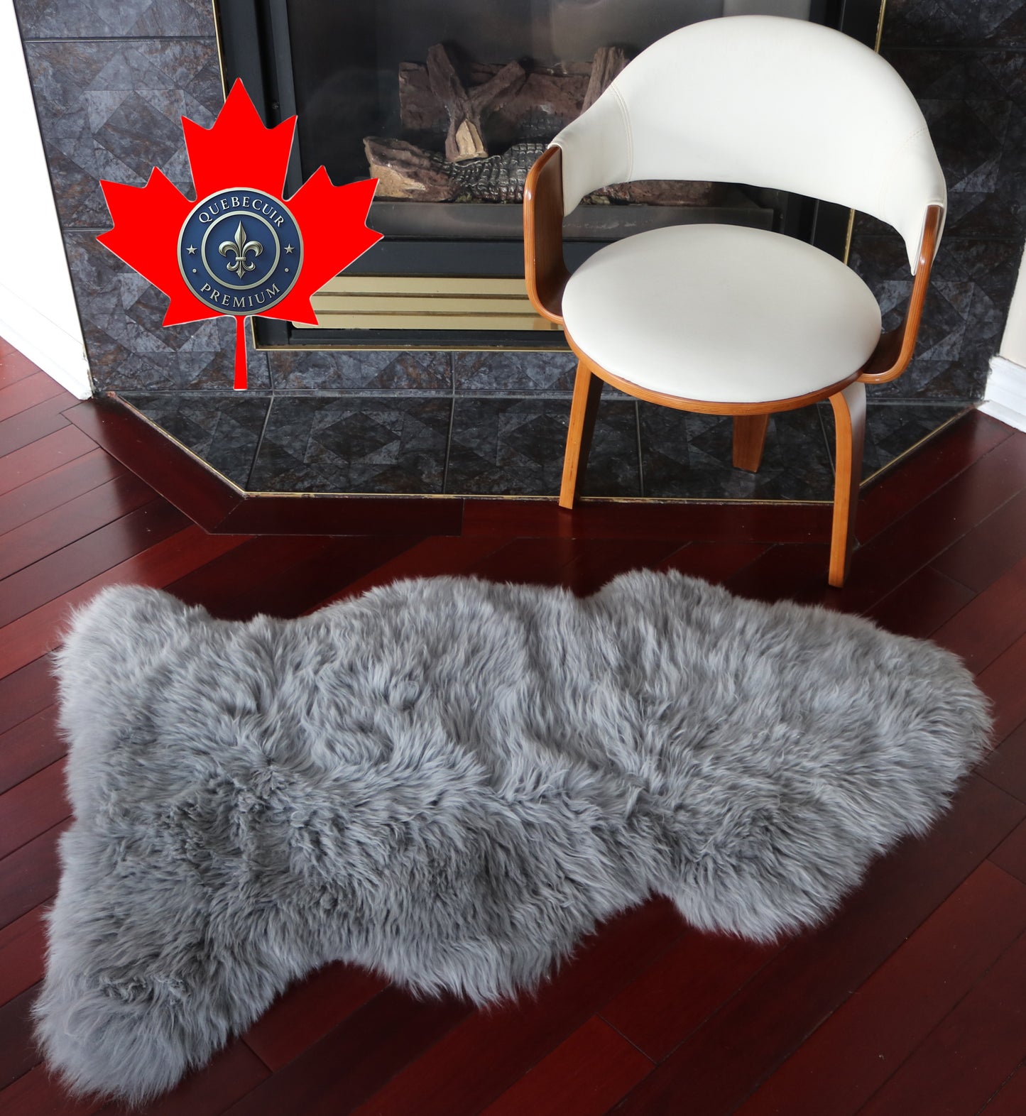 99883 Tapis GRAND peau de Mouton Sheepskin BIG SIZE Collection Quebecuir Premium GREY   X 1