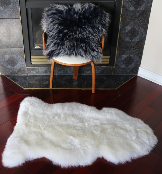 99890 Tapis GRAND peau de Mouton Sheepskin BIG SIZE Collection Quebecuir Premium IVORY  X 1