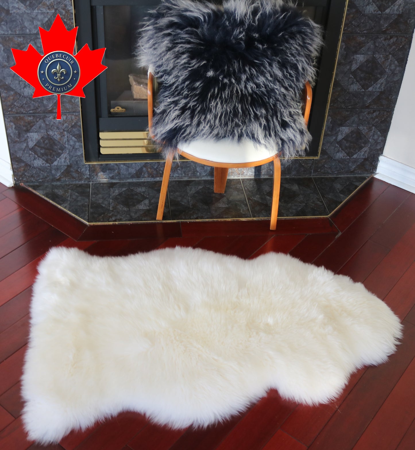 300947  Tapis GRAND peau de Mouton Sheepskin BIG SIZE Collection Quebecuir Premium IVORY  X 1