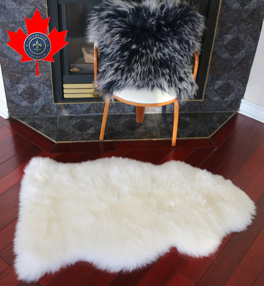 300947  Tapis GRAND peau de Mouton Sheepskin BIG SIZE Collection Quebecuir Premium IVORY  X 1