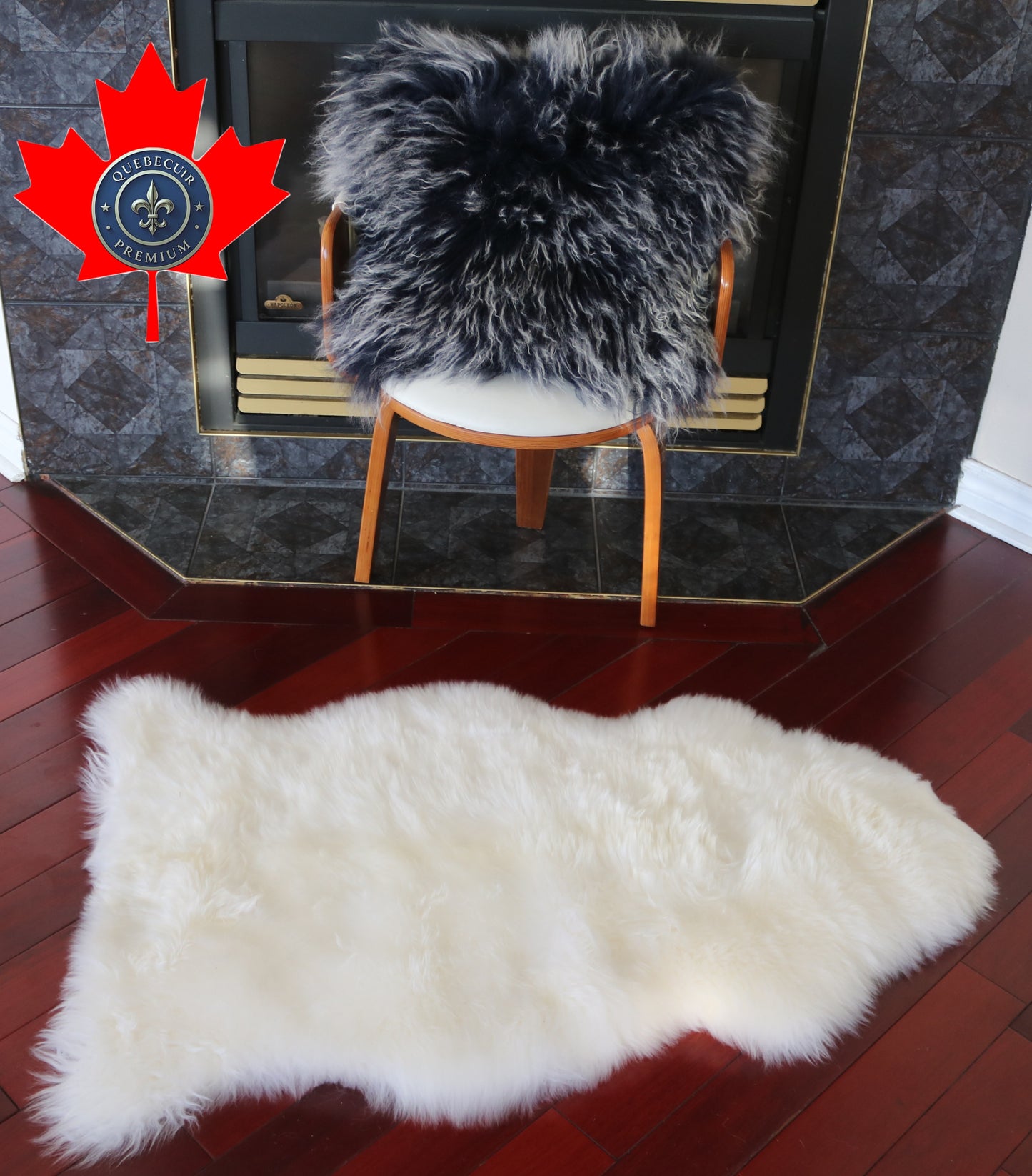 300948  Tapis GRAND peau de Mouton Sheepskin BIG SIZE Collection Quebecuir Premium IVORY  X 1