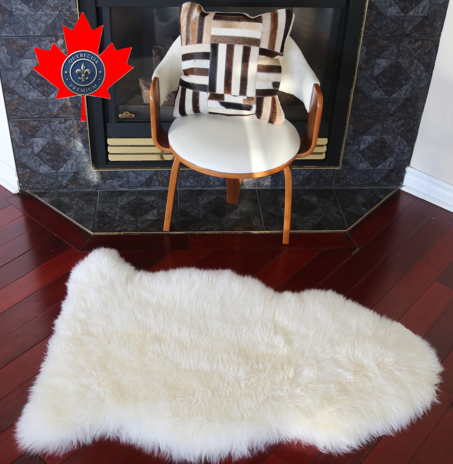 300949  Tapis GRAND peau de Mouton Sheepskin BIG SIZE Collection Quebecuir Premium IVORY  X 1