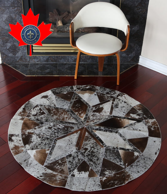 99899 Cowhide rug patchwork Collection Quebecuir Premium MANDALA ROUND