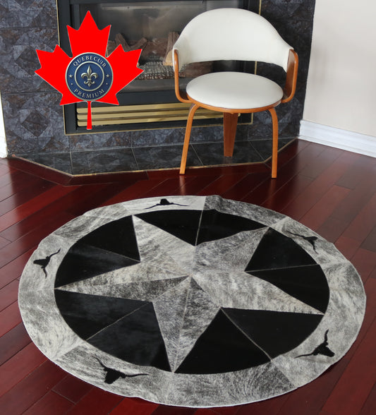 99900 Cowhide rug patchwork Collection Quebecuir Premium MANDALA ROUND