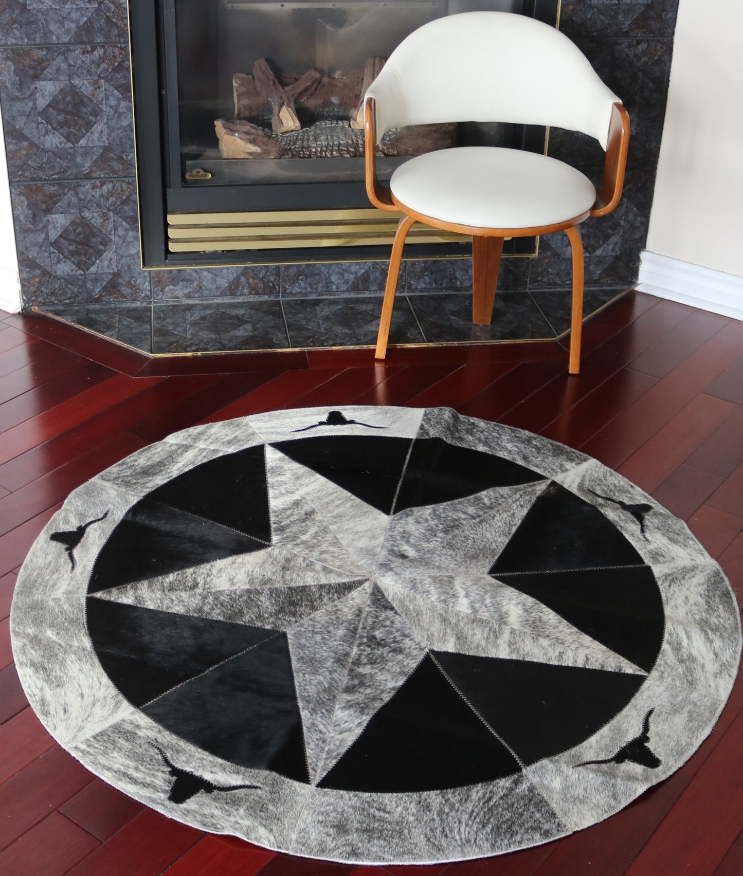 99900 Cowhide rug patchwork Collection Quebecuir Premium MANDALA ROUND