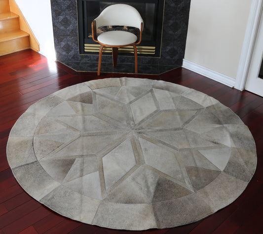 99925 Cowhide rug patchwork Collection Quebecuir Premium MANDALA ROUND SUPER BIG SIZE XXXL