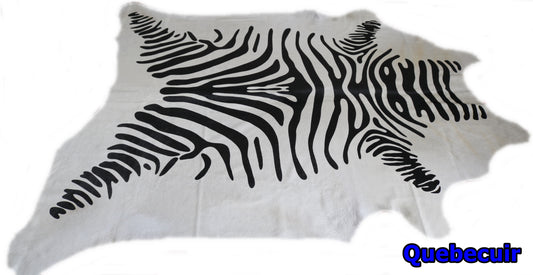 98323 - Cowhide Rug Tapis Peau de Vache ZEBRE   BIG  SIZE XXL - Collection Quebecuir Premium